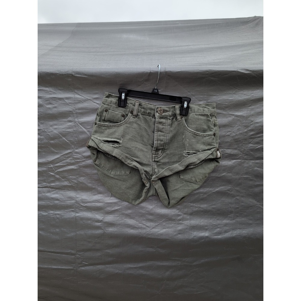 New One Teaspoon Super Khaki Bandits Shorts Womens 26 Denim Low Waist Cut Offs